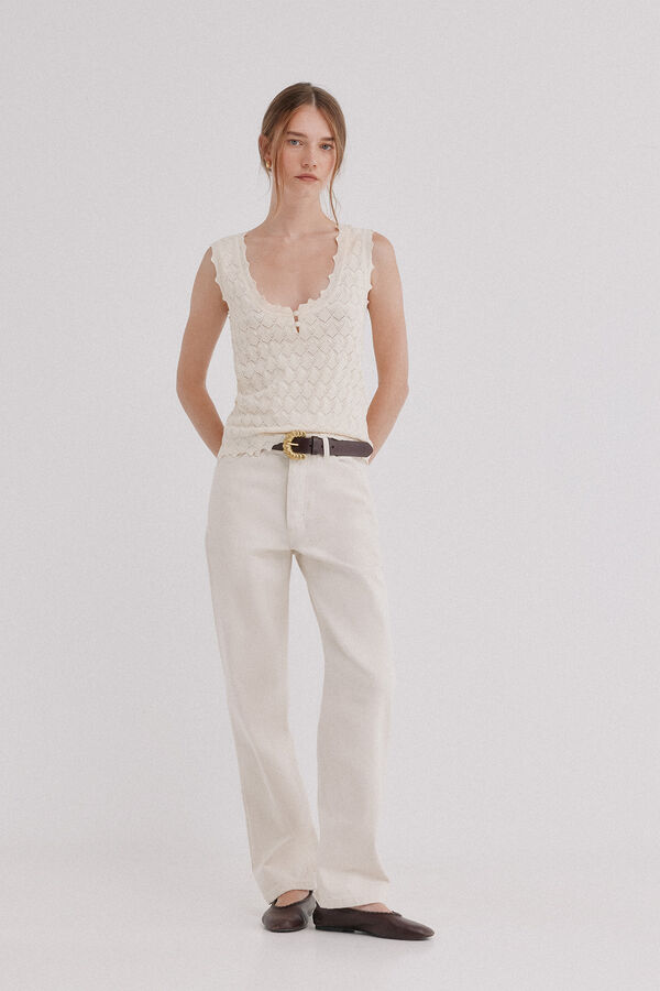 Hoss Intropia Ilya. Top com textura Ecru
