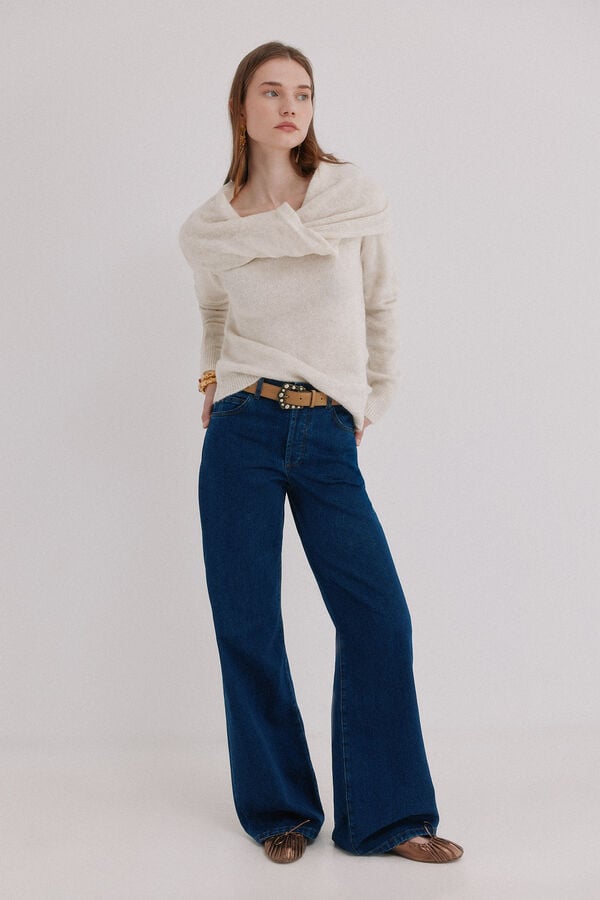 Hoss Intropia Inoi. Jersey con escote asim&eacute;trico Beige