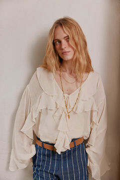 Hoss Intropia Carina. Blusa volantes. Beige
