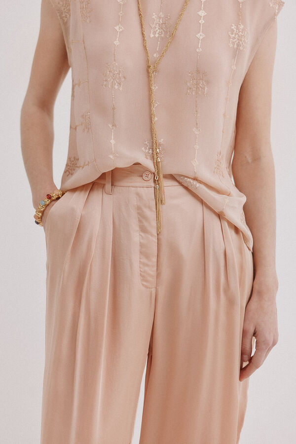 Hoss Intropia Pearl. Pantal&oacute;n flu&iacute;do satinado Rosa