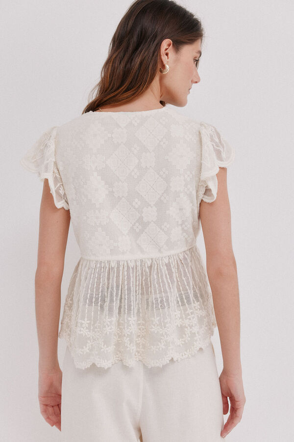 Hoss Intropia Greta. Top bordado Marfil