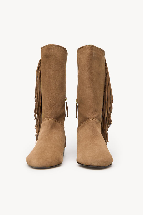 Hoss Intropia Lola. Botas de croute com franjas Beige