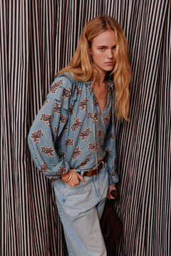 Hoss Intropia Camila. Blusa estampada Estampado Turquesa