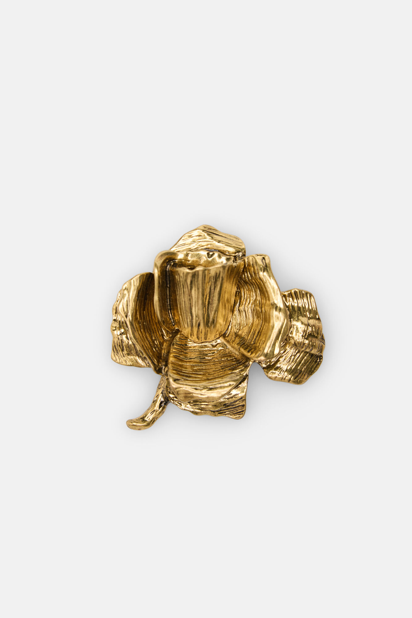 Hoss Intropia Liso. Broche de flor banhado a ouro
