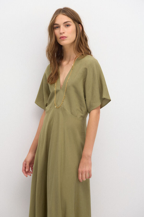 Hoss Intropia Joana. Vestido linho fluido. Verde