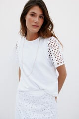 Hoss Intropia Mariana. T-shirt com folhos Branco