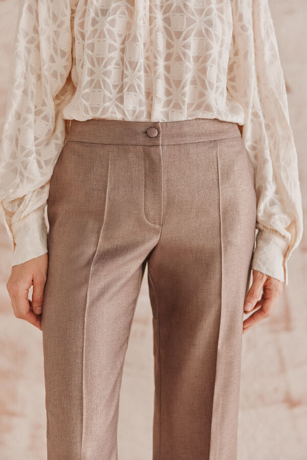 Hoss Intropia Pilar. Calça larga com lurex Amarelo