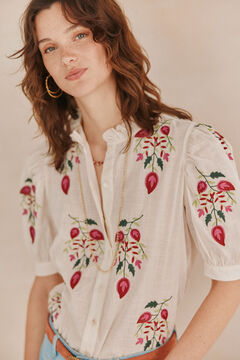 Hoss Intropia Carla Blusa bordada flores Beige