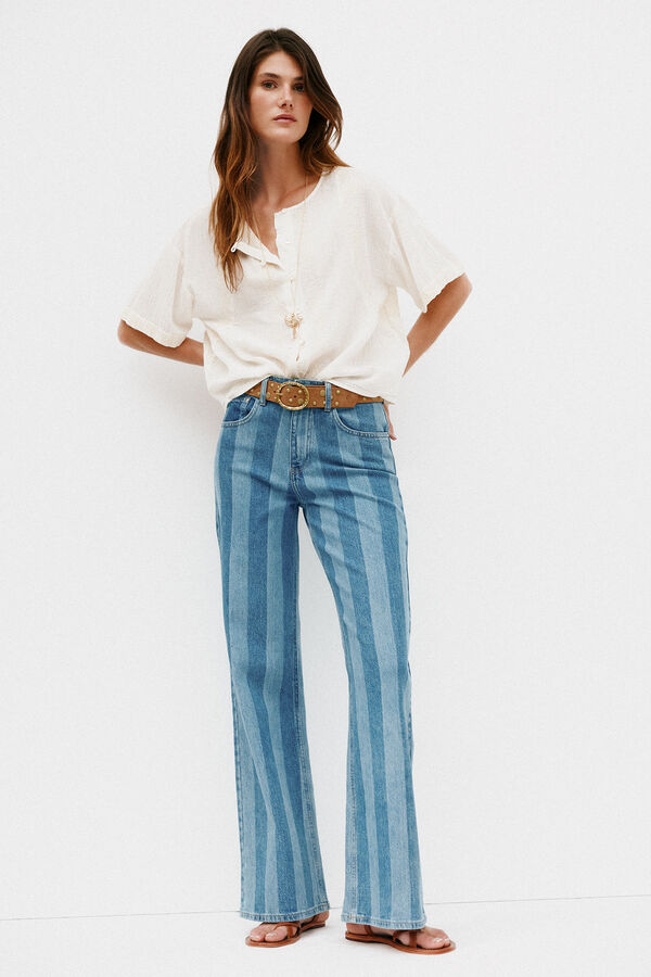Hoss Intropia Blanca. Jeans riscas Azul