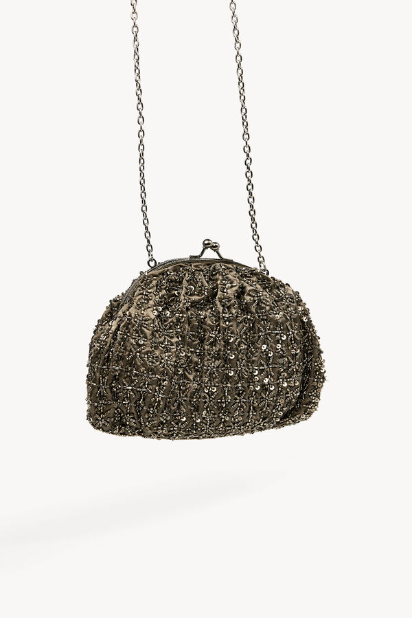 Hoss Intropia Nuria. Clutch bordado Gris