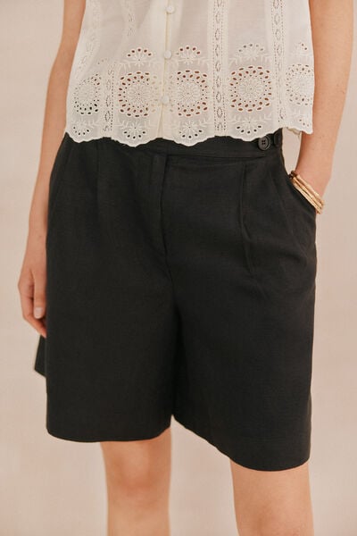 Hoss Intropia Pamélia. Bermudas linho Preto