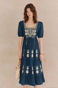 Hoss Intropia Amelia. Vestido bordado. Azul