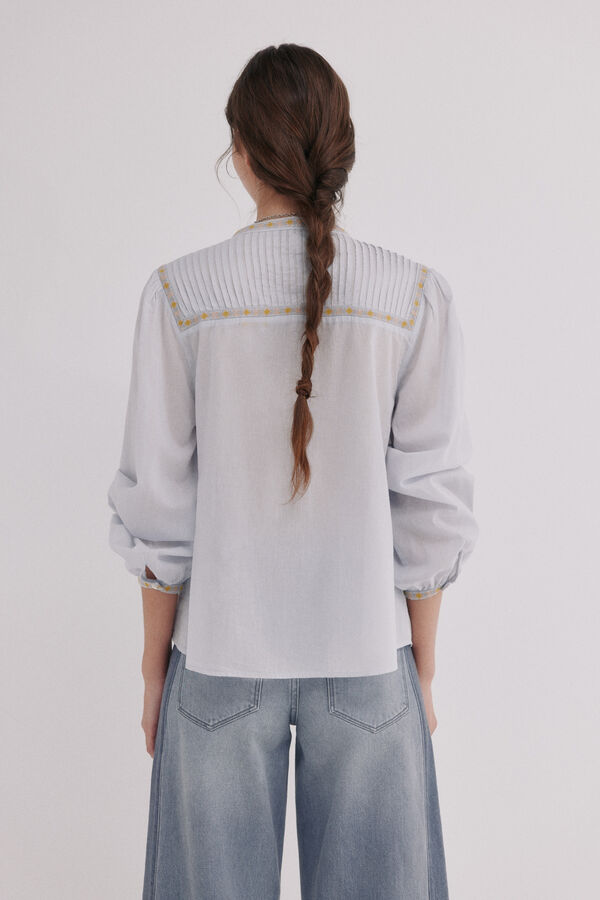 Hoss Intropia Catia. Blusa com pregas Azul