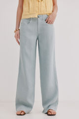 Hoss Intropia Cal&ccedil;a em linho Paupa Azul