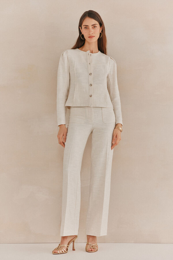 Hoss Intropia Paula. Pantalones jaquard Blanco