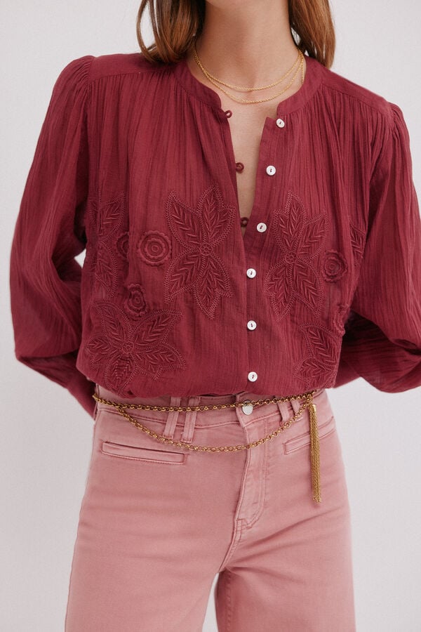 Hoss Intropia Cosima.  Blusa bordada floral Subiu