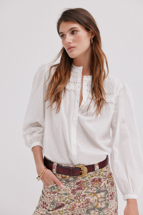 Hoss Intropia Cecília. Blusa bordada Branco