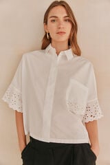 Hoss Intropia Cristine. Blusa con bordado suizo Blanco