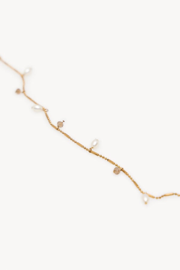 Hoss Intropia Lena. Collar Perlitas Blancas Dorado