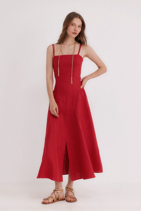 Hoss Intropia Ailin.vVestido midi vermelho Vermelho