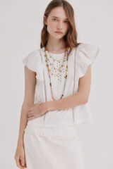 Hoss Intropia Mavie.T-shirt com folhos Branco