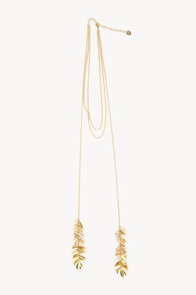 Hoss Intropia Miren. Colar de folhas longas Dourado