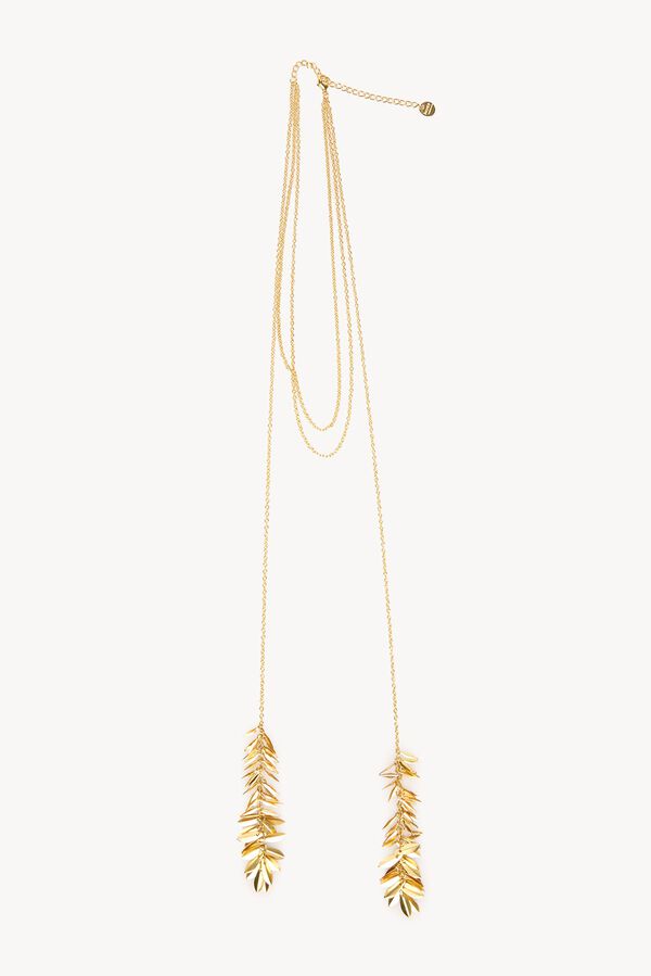 Hoss Intropia Miren. Collar largo hojas Dorado