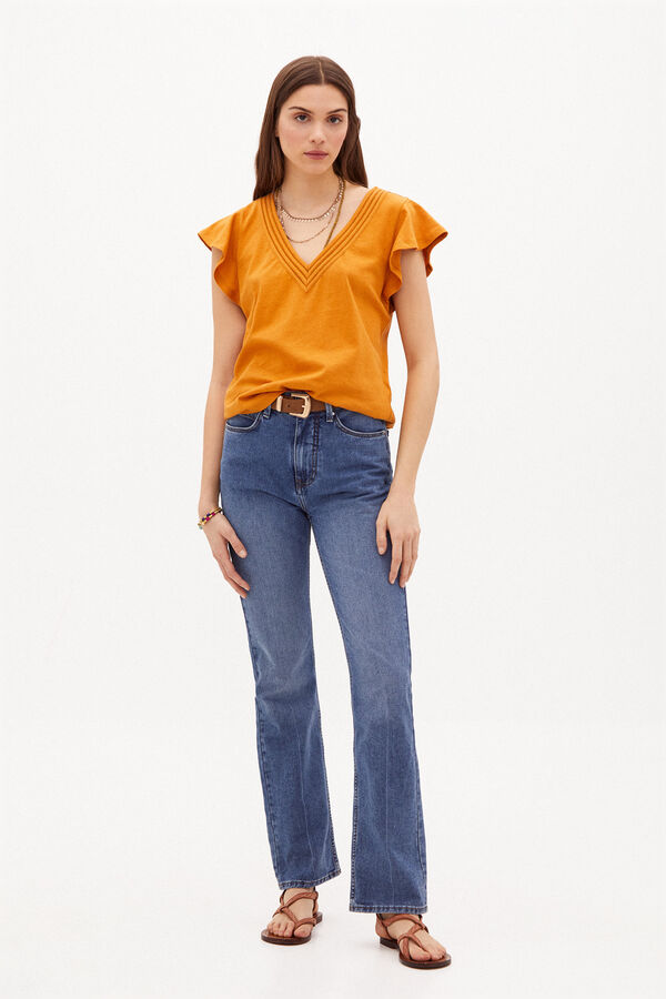 Hoss Intropia Vicky Camiseta de algodón lino Naranja