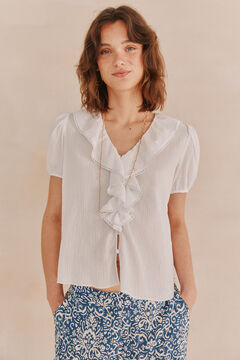 Hoss Intropia Gema Blusa volantes Beige