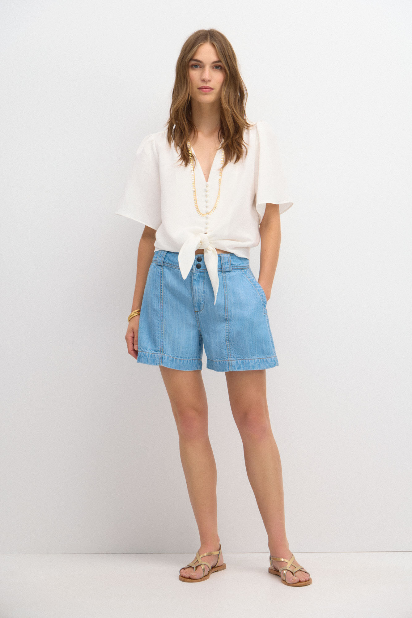 Pili. Bermudas fluidas vaqueras Pantalones cortos de mujer Hoss Intropia