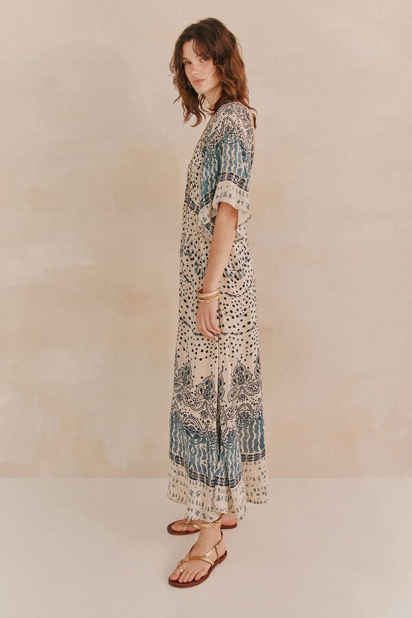 Hoss Intropia Amelia. Vestido bordado. Beige