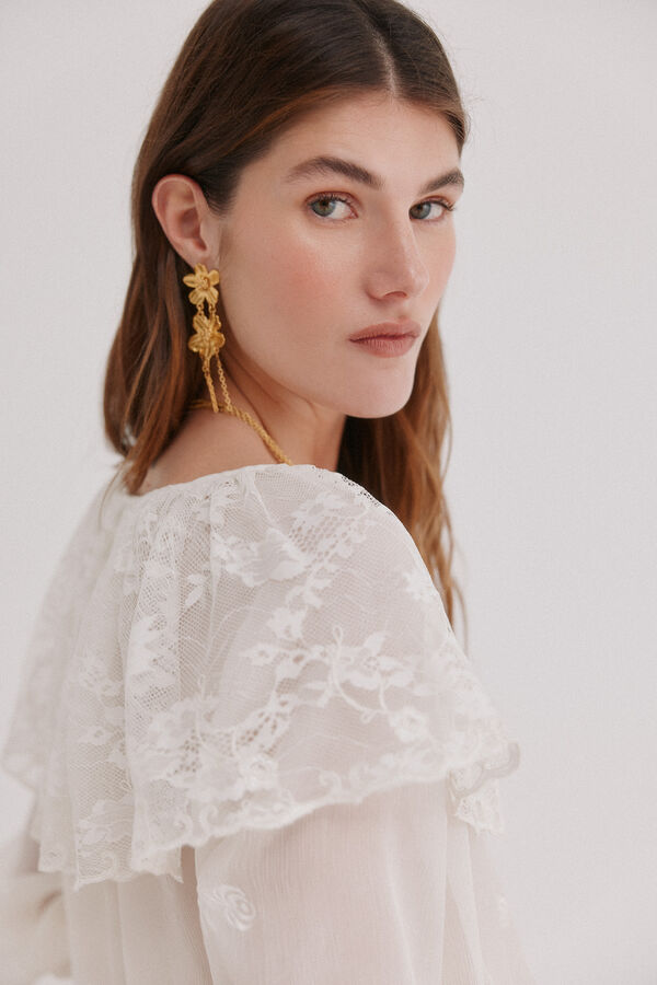 Hoss Intropia Catalina. Blusa rom&acirc;ntica Ecru