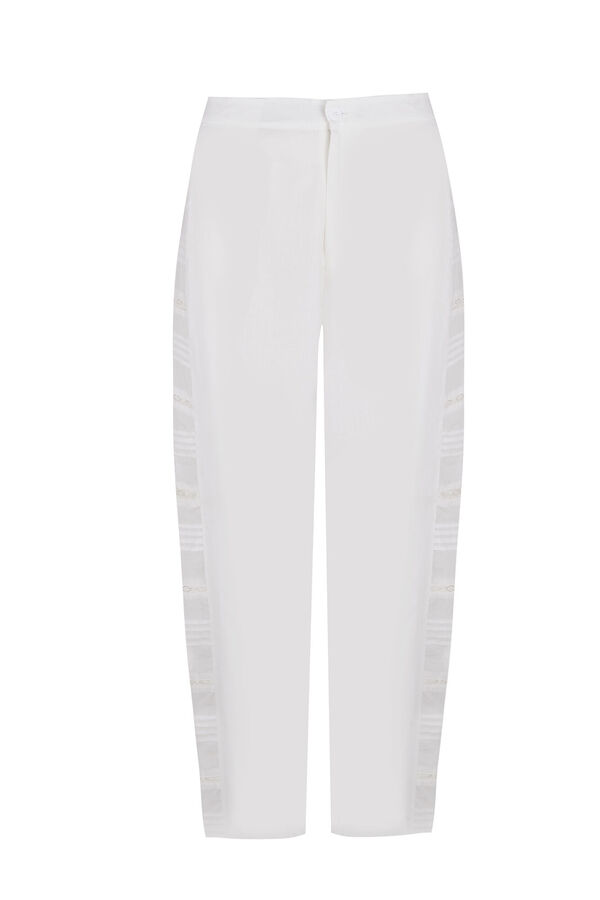 Hoss Intropia P&iacute;a. Cal&ccedil;a de cintura m&eacute;dia bordada Branco