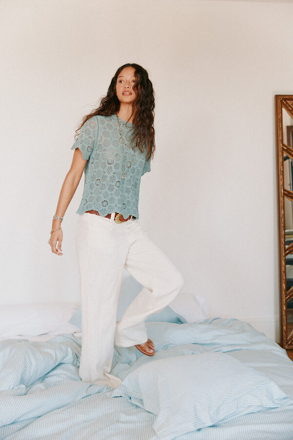 Hoss Intropia Paupa. Pantal&oacute;n de lino Blanco