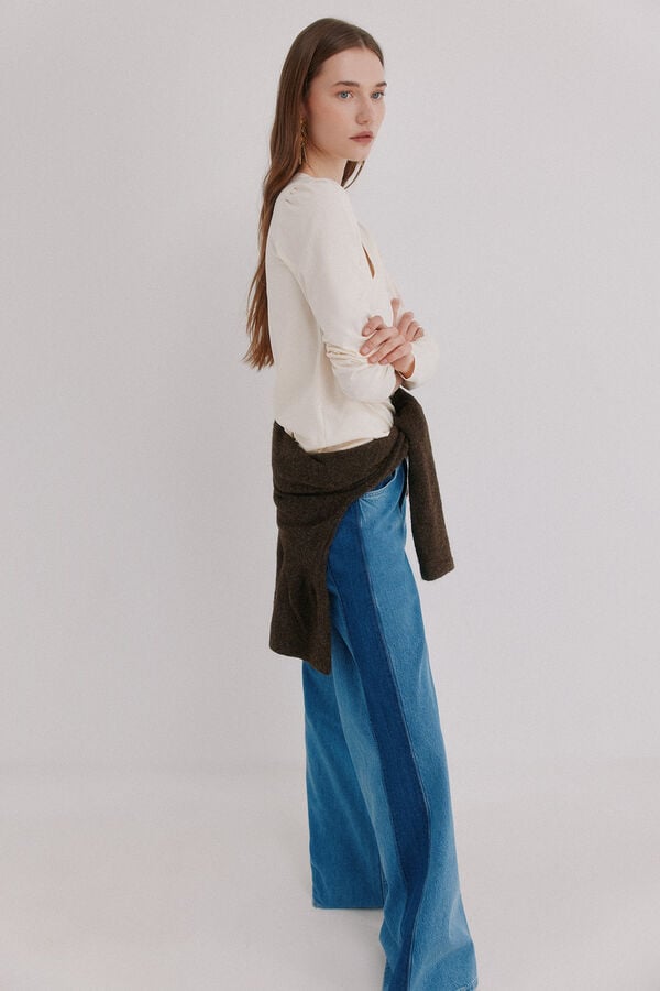 Hoss Intropia Mabel. T-shirt lavagem desbotada Ecru