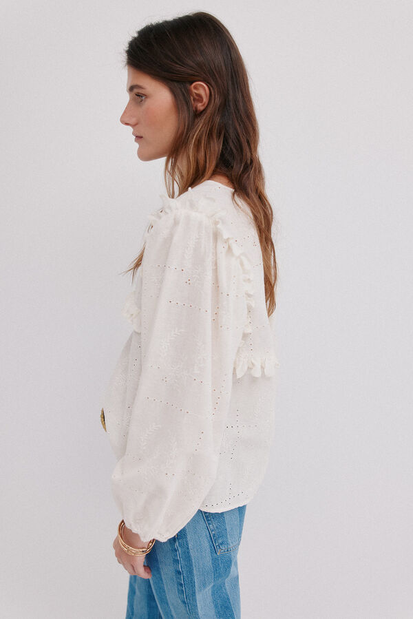 Hoss Intropia Celia. Blusa romântica Ecru