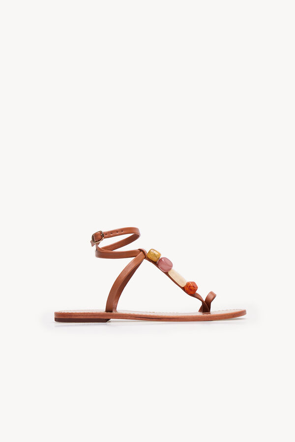 Hoss Intropia Maider. Sandalias de piel piedras Marron
