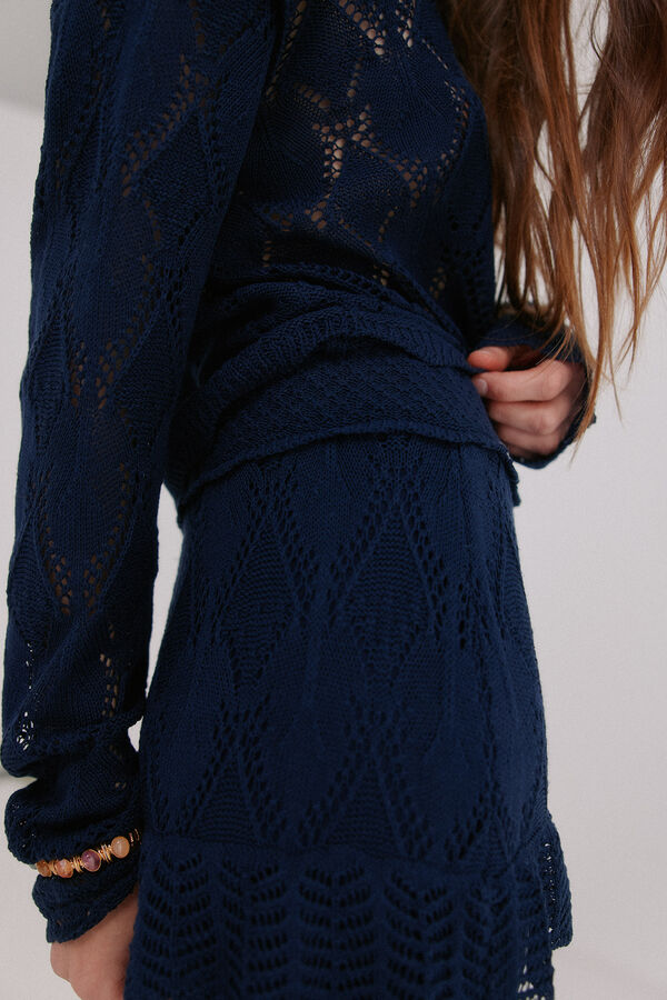 Hoss Intropia Renata. Falda midi tricot Azul marino