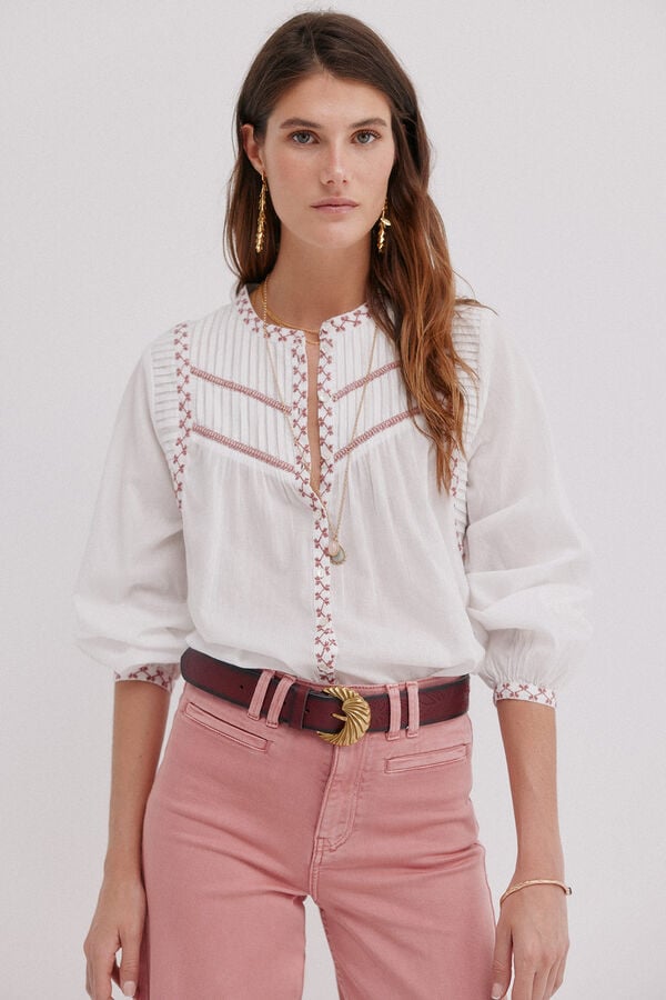 Hoss Intropia Clara. Blusa bordada Blanco