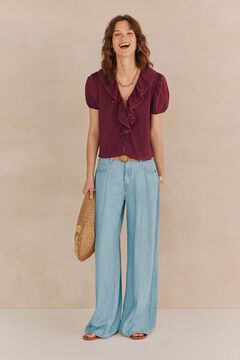 Hoss Intropia Gema Blusa volantes Morado