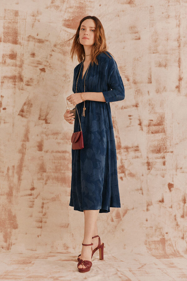 Hoss Intropia Ana. Vestido jacquard. Azul marino