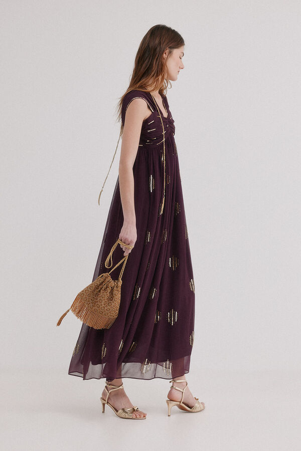 Hoss Intropia Aurora. Vestido bordado Morado