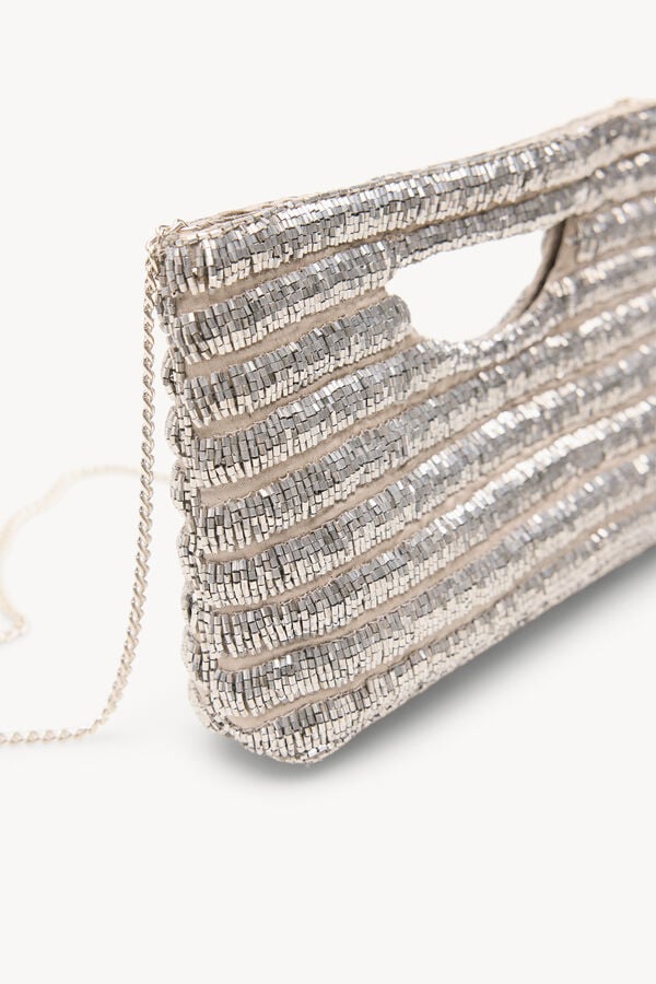 Hoss Intropia Nina. Mala de m&atilde;o com missangas Cinzento