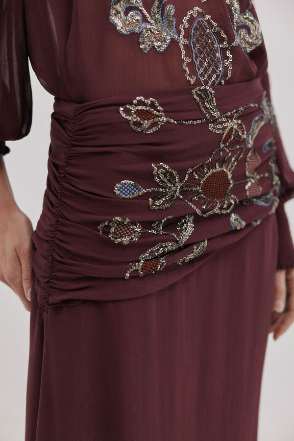 Hoss Intropia Ranira.Falda beads Granate