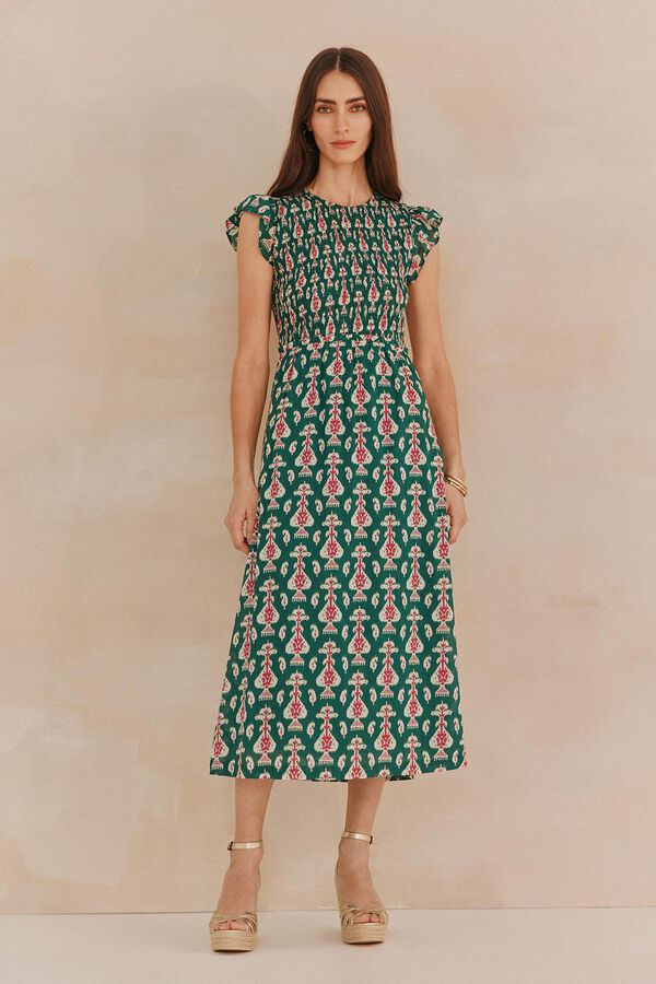 Hoss Intropia Lissette. Vestido de favo de mel Verde