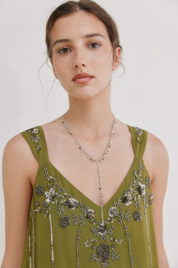 Hoss Intropia Aurore.Vestido missangas Verde