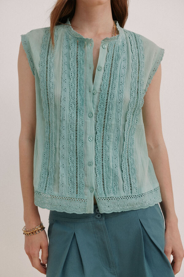 Hoss Intropia Cora. Blusa encajes Verde