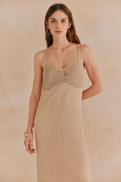 Hoss Intropia Nora. Vestido de alças em malha. Ecru