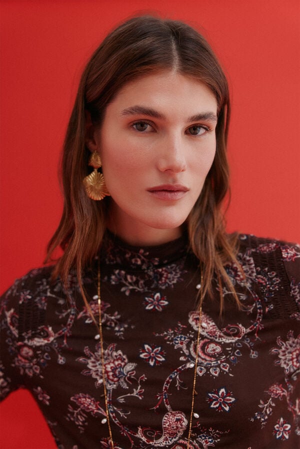 Hoss Intropia Mar. Camiseta estampada Estampado Marron