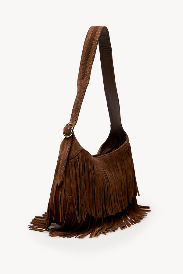 Hoss Intropia Noelia. Bolso flecos Marron oscuro